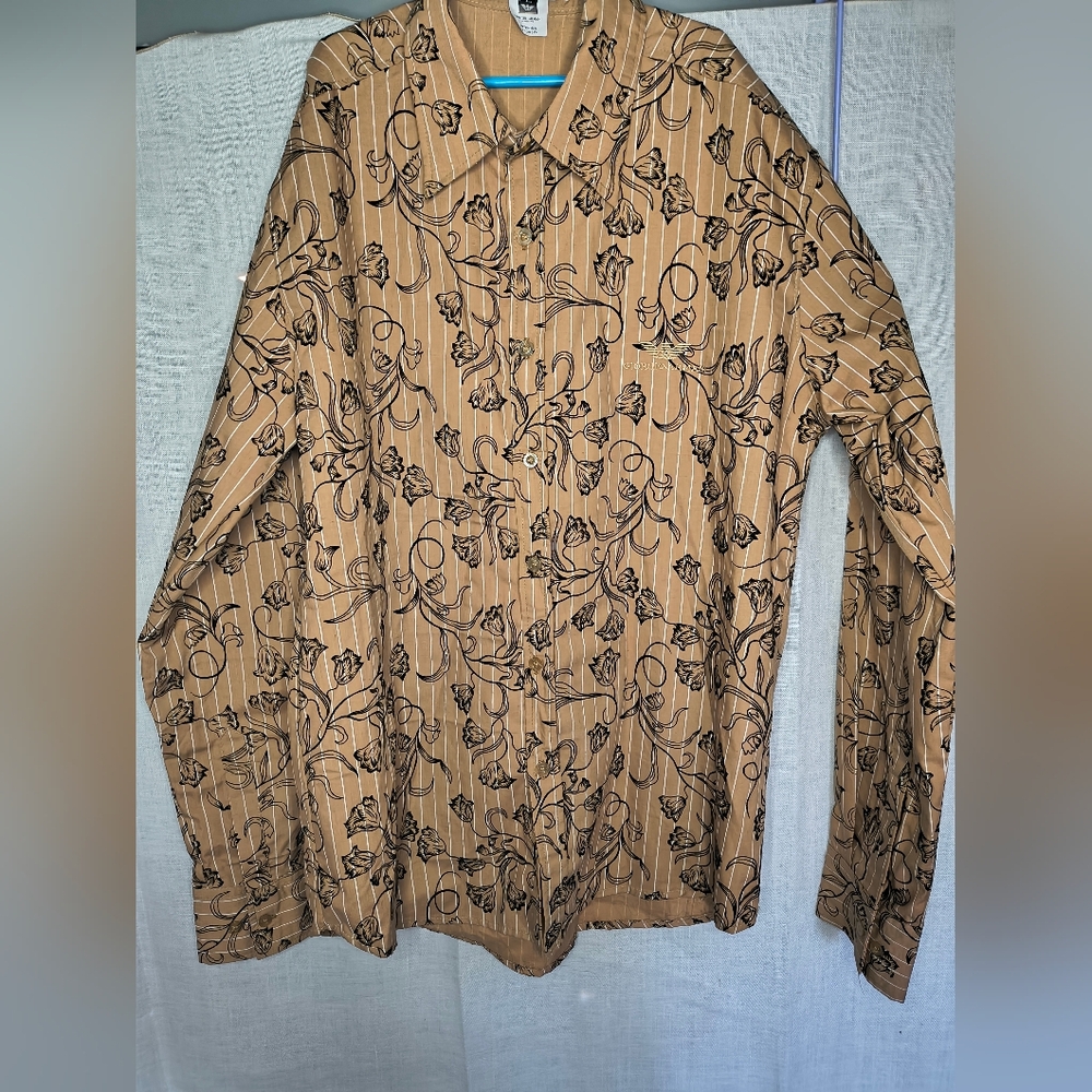 Giorgio Armani Tan Floral Print Shirt
